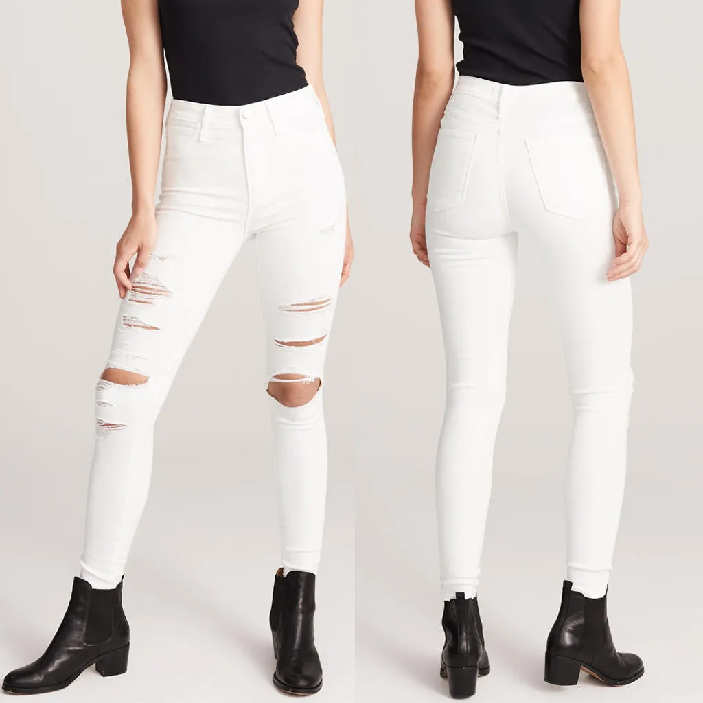 High Waist Jeans Women Streetwear Skinny Jeans white Stretch Ripped Holes Destroyed Knee Femme Pencil Pants Skinny Jeans Woman
High Waist Jeans Women Streetwear Skinny Jeans white Stretch Ripped Holes Destroyed Knee Femme Pencil Pants Skinny Jeans Woman