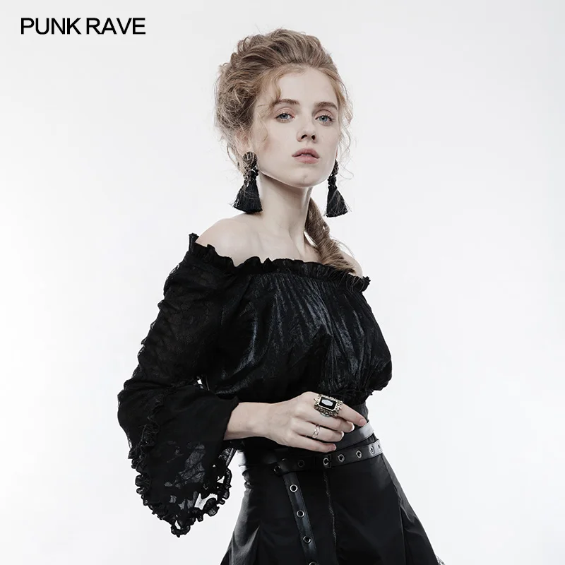 Punk Rave Gothic Lolita Women shirt Lace Sexy Off Shoulder T-shirt Fashion Victorian Style Women Punk Tops Shirt
Punk Rave Gothic Lolita Women shirt Lace Sexy Off Shoulder T-shirt Fashion Victorian Style Women Punk Tops Shirt