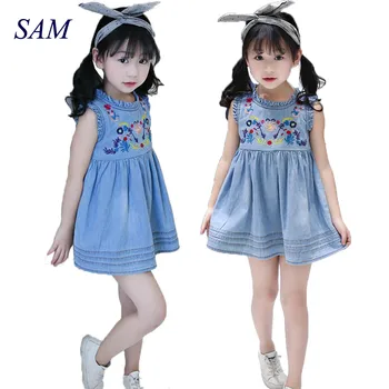 Girls Denim Dress 2019 Princess Dress Embroidered Sleeveless High Quality Casual Comfortable Brand Children's Clothing
Girls Denim Dress 2019 Princess Dress Embroidered Sleeveless High Quality Casual Comfortable Brand Children's Clothing