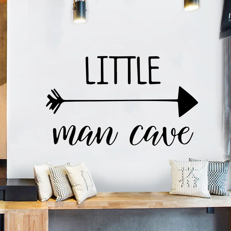 

Little Man Cave Wall Decals Nursery Wall Quote Words Kids Baby Boy Room Decor Wall Sticker Adesivo De Parede Arrows Wall-papers