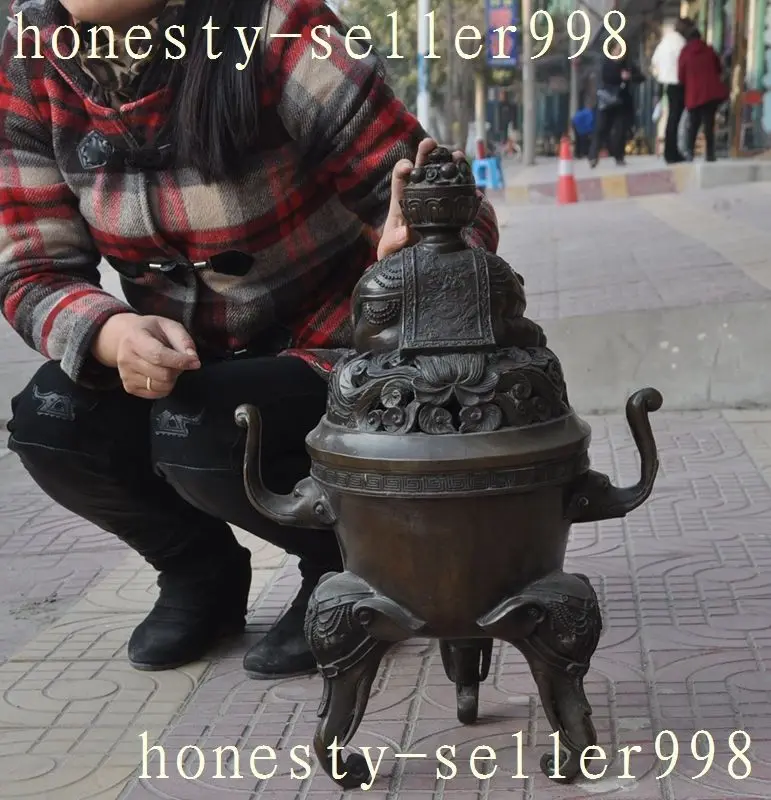 christmas Christmas gifts 22"china buddhism bronze copper Elephant head beast statue incense burner Censer halloween
christmas Christmas gifts 22"china buddhism bronze copper Elephant head beast statue incense burner Censer halloween