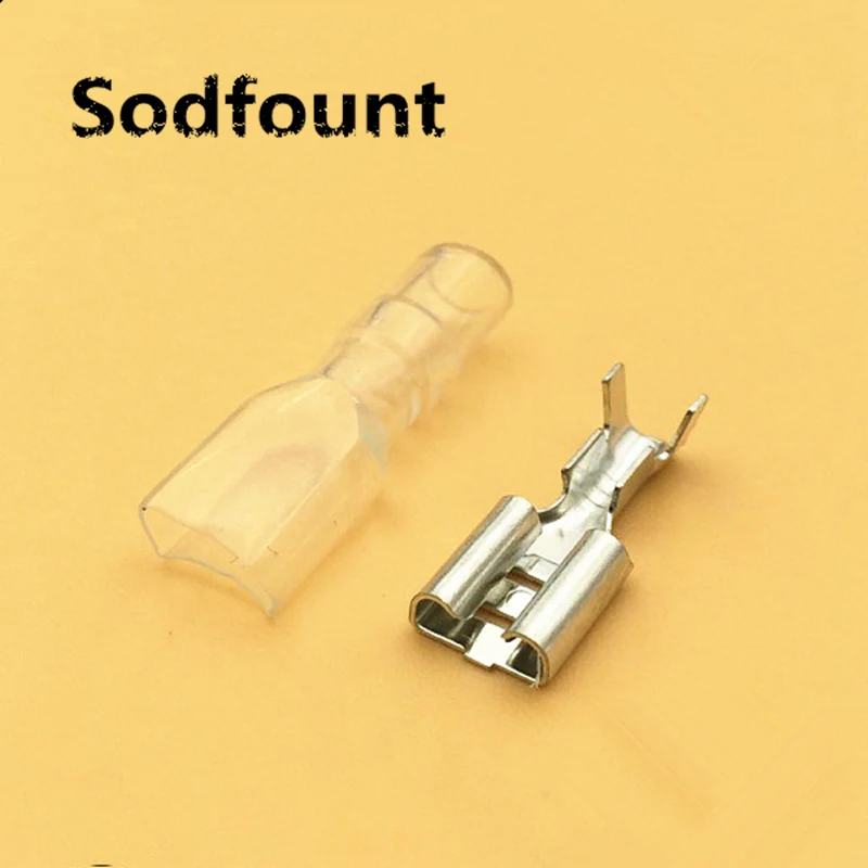 100pcs/lot 6.3 plug spring + sheath 0.4 thick female copper connector plug-in cold-press terminal block connector ,0.3-1.5mm²
100pcs/lot 6.3 plug spring + sheath 0.4 thick female copper connector plug-in cold-press terminal block connector ,0.3-1.5mm²