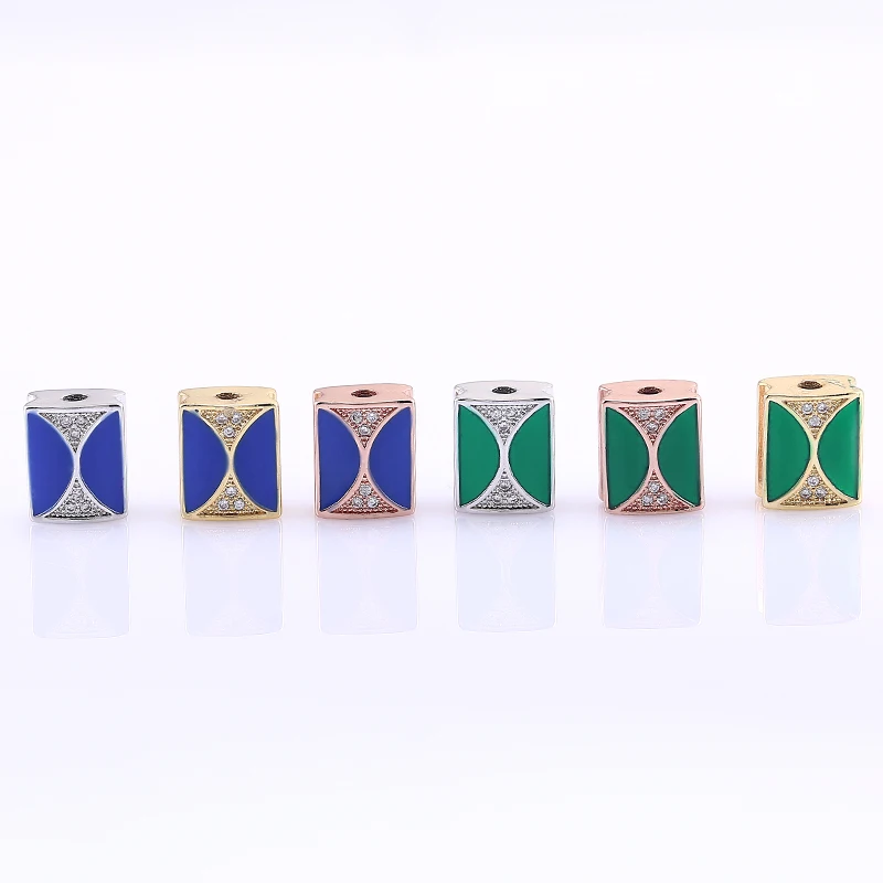 Micro Pave White Zircon Jewelry Accessories Blue/Green Enamel Bead Copper Square Bead For Necklace&Bracelet Handmade DIY Craft
Micro Pave White Zircon Jewelry Accessories Blue/Green Enamel Bead Copper Square Bead For Necklace&Bracelet Handmade DIY Craft