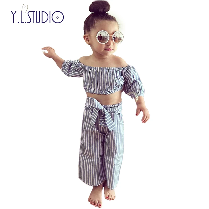 Toddler Girl Clothes Fall Stripes Off Shoulder Top Straight Long Wide Leg Pants Bow Cotton 2018 New Born Baby Girls Clothing
Toddler Girl Clothes Fall Stripes Off Shoulder Top Straight Long Wide Leg Pants Bow Cotton 2018 New Born Baby Girls Clothing