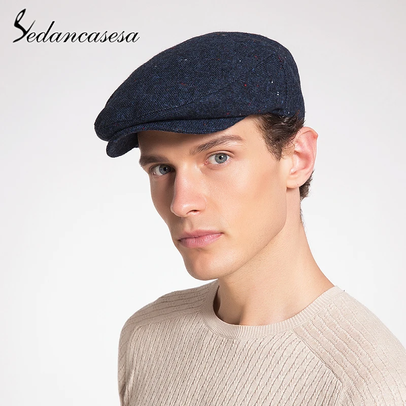 

Sedancasesa New Fashion Warm Winter New Cute Puppy Man Hats Cap For Mens Winter Cap Visor Newsboy Caps Vintage Wool Felt Hat