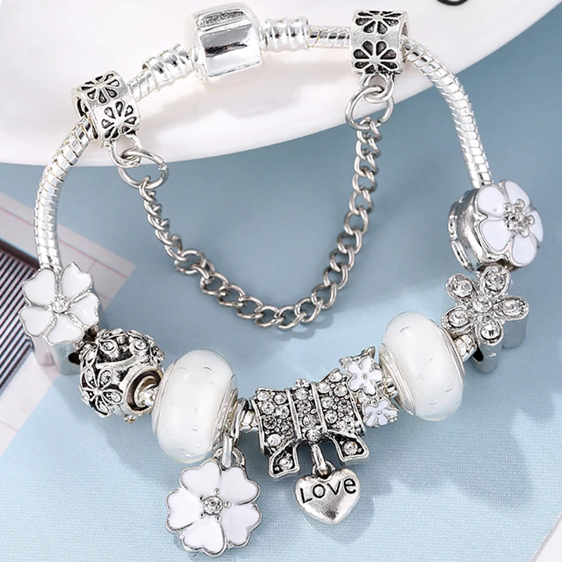 TOGORY 2019 New Vintage Jewelry Charm Bracelets for Women with Pink/White Crystal Beads Fine Bracelets Bangles Silver Pulsera
TOGORY 2019 New Vintage Jewelry Charm Bracelets for Women with Pink/White Crystal Beads Fine Bracelets Bangles Silver Pulsera