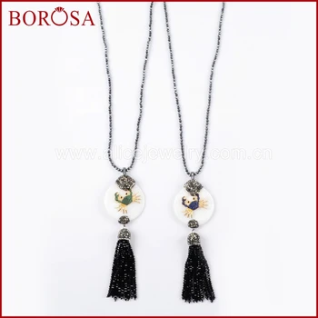 BOROSA 2PCS 30" New Black Beaded Handcrafted Paved CZ Crystal Crab Ladybugs Charms Shell and Tassel Pendant Necklaces JAB858
BOROSA 2PCS 30" New Black Beaded Handcrafted Paved CZ Crystal Crab Ladybugs Charms Shell and Tassel Pendant Necklaces JAB858