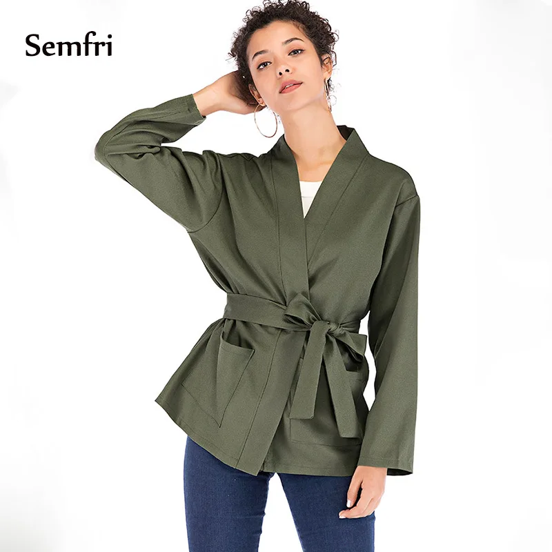Sempi зеленое пальто женское кимоно куртка весенняя и осенняя ветровка открытая