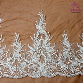 Off white with beads cord Bilateral embroidery lace trim for fabric Millinery accent motif wedding veil 1yards 55cm
Off white with beads cord Bilateral embroidery lace trim for fabric Millinery accent motif wedding veil 1yards 55cm
