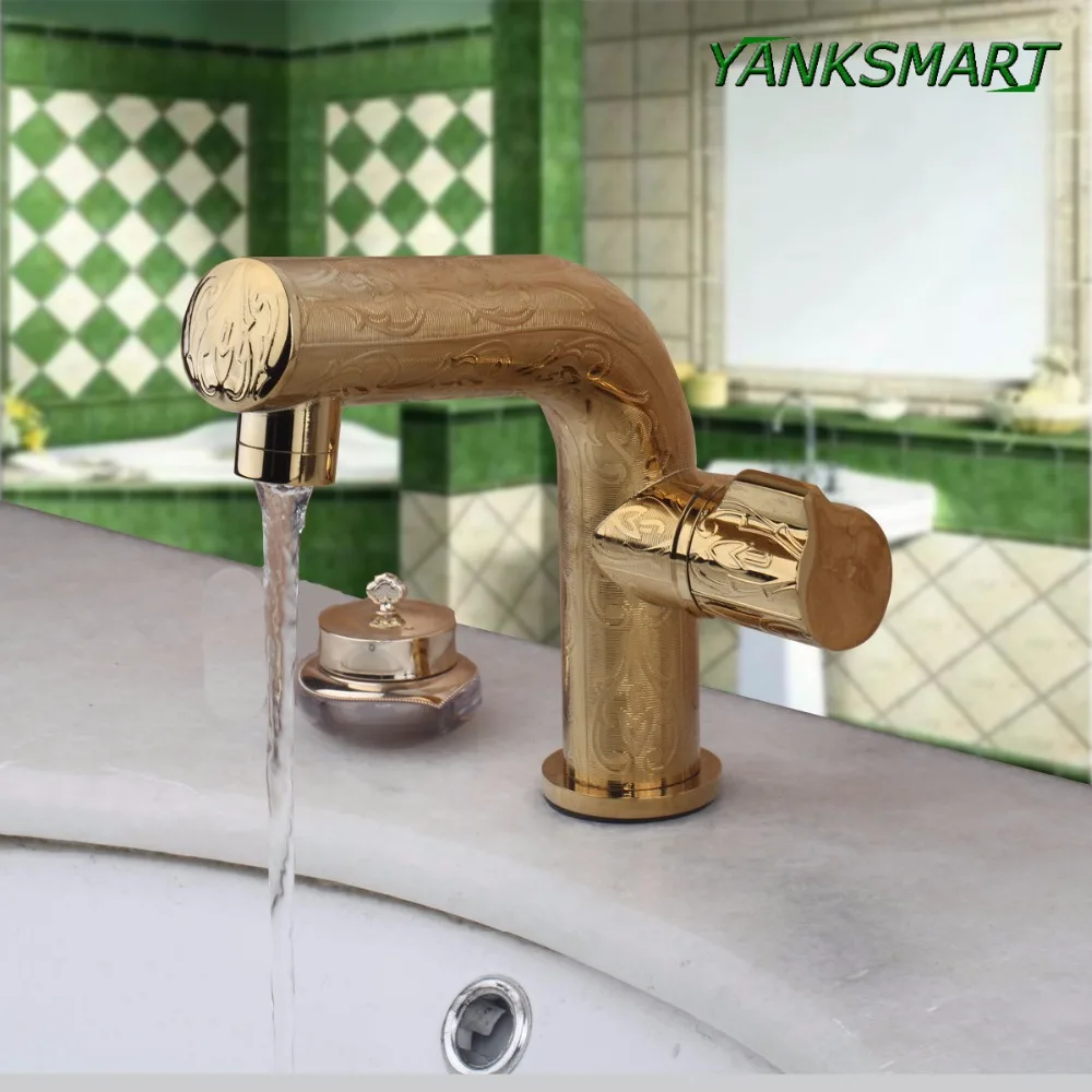 YANKSMART Luxury Gold Flora Finished Good Quality Single Handle Bathroom Basin Sink Mixer Tap Faucet Deck Mounted
YANKSMART Luxury Gold Flora Finished Good Quality Single Handle Bathroom Basin Sink Mixer Tap Faucet Deck Mounted