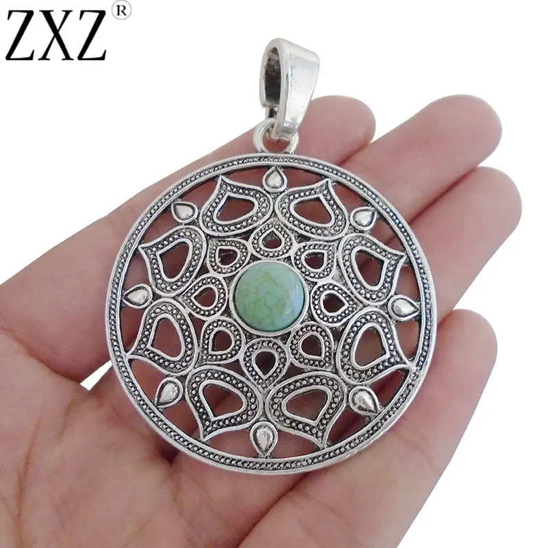 ZXZ 2pcs Antique Silver Filigree Flower with Green Resin Stone Charms Pendants For Necklace Jewelry Making Findings 65x48mm
ZXZ 2pcs Antique Silver Filigree Flower with Green Resin Stone Charms Pendants For Necklace Jewelry Making Findings 65x48mm
