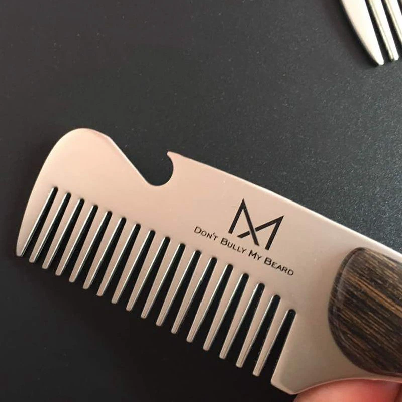 Mayitr Portable Men\`s Beard Stainless steel Comb Shaving Anti-static Pocket Male Mustache Brush For Styling Tool