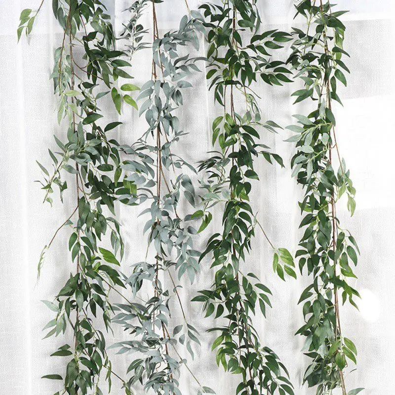

1 pc Artificial Ivy green Leaf Garland Plants Vine Fake Foliage Flowers Home Decor Plastic Artificial Flower Rattan string 1.65M