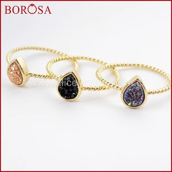 BOROSA 10PCS Gold Color Teardrop Rainbow Drusy Rings, Natural Agates Titanium Rainbow Druzy Bezel Ring Jewelry for Women ZG0288
BOROSA 10PCS Gold Color Teardrop Rainbow Drusy Rings, Natural Agates Titanium Rainbow Druzy Bezel Ring Jewelry for Women ZG0288
