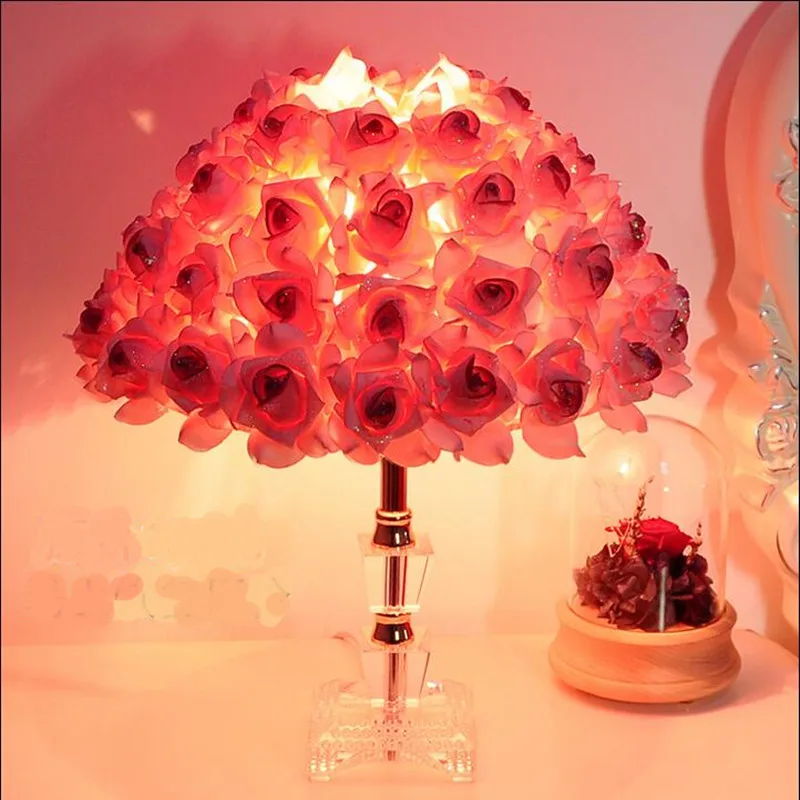 Modern Fashion Creative Romantic Fabric Pink Roses Crystal Led E27 Table Lamp for Wedding Decor Valentine's Day Present 1326
Modern Fashion Creative Romantic Fabric Pink Roses Crystal Led E27 Table Lamp for Wedding Decor Valentine's Day Present 1326