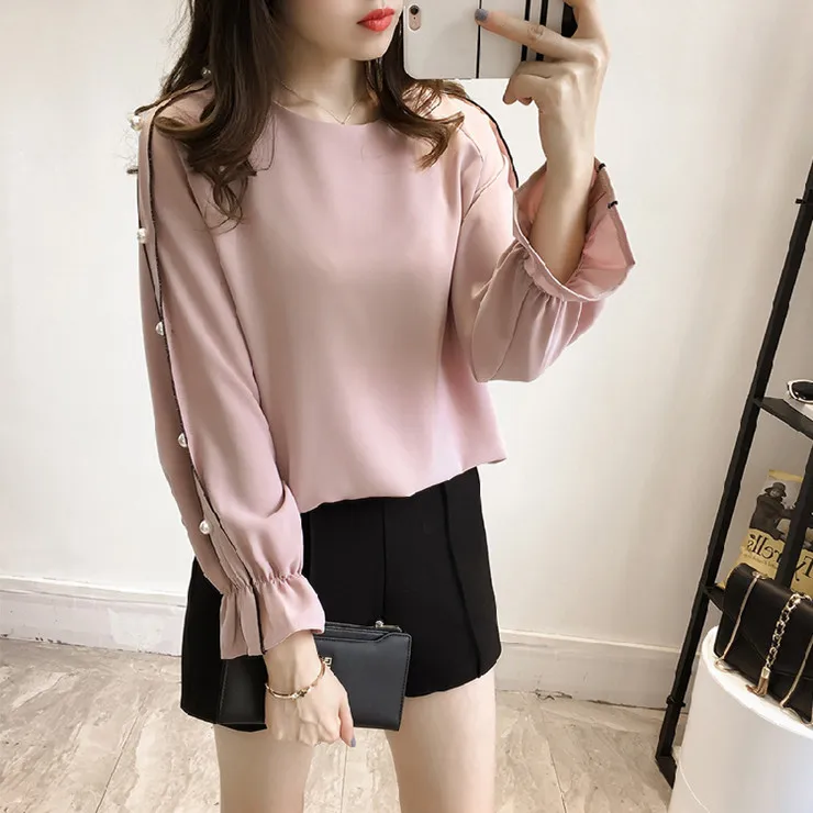 2017 Spring Chiffon Beading Long Sleeve Blouse Solid O-Neck Blusas Femininas Plus Size Chemisier Femme Shirt Women Tops S6044
2017 Spring Chiffon Beading Long Sleeve Blouse Solid O-Neck Blusas Femininas Plus Size Chemisier Femme Shirt Women Tops S6044