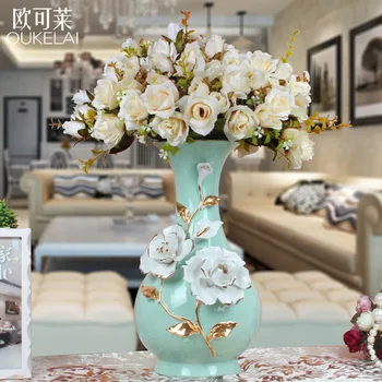 style luxury club flower flower ornaments Home Furnishing ceramic vase of roses jade porcelain vase wedding gift room
style luxury club flower flower ornaments Home Furnishing ceramic vase of roses jade porcelain vase wedding gift room