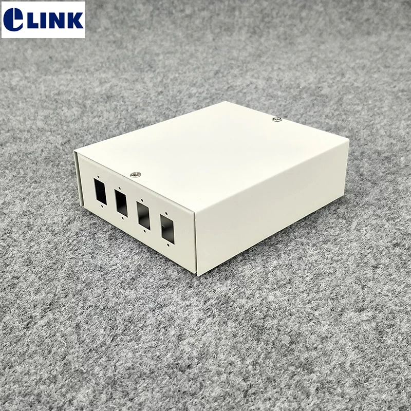

5pcs 4 cores FTTH SC blank terminal box SPCC 4 ports LC DX ST FC fiber optic patch panel FTTX distribution box gray ELINK 0.8MM