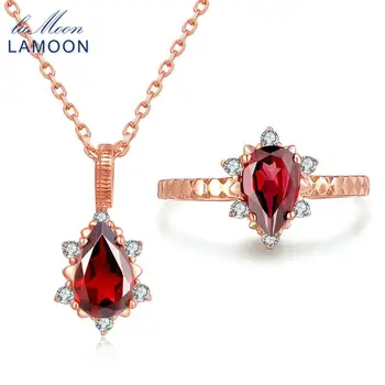 LAMOON 5x7mm 1ct 100% Natural Red Garnet Pyrope 925 Sterling Silver Jewelry S925 Jewelry Set WTDP V032-1
LAMOON 5x7mm 1ct 100% Natural Red Garnet Pyrope 925 Sterling Silver Jewelry S925 Jewelry Set WTDP V032-1