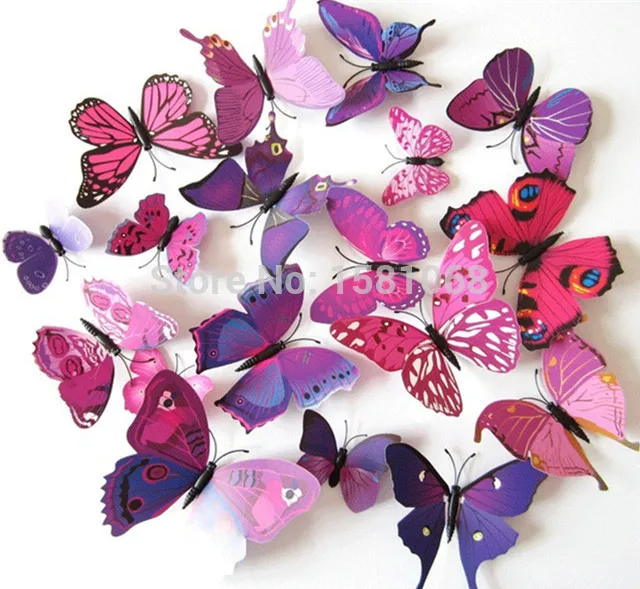 Image 2016 New Gossip Girl Same Style 24pcs 3D Butterfly Wall Stickers Butterflies Decors For Home Fridage Decoration