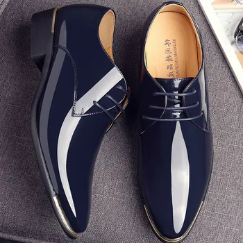 Men Dress Shoes Fashion Men's Business Casual Shoes British Bright Leather Oxfords Pointed Toe Lace up Flats
Men Dress Shoes Fashion Men's Business Casual Shoes British Bright Leather Oxfords Pointed Toe Lace up Flats