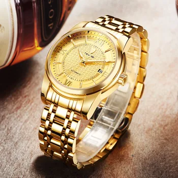 TEVISE Men Automatic Mechanical Self-Wind Watch Gold Stainless Steel Date Fashion Casual Wristwatch T805A with bracelet tool
TEVISE Men Automatic Mechanical Self-Wind Watch Gold Stainless Steel Date Fashion Casual Wristwatch T805A with bracelet tool