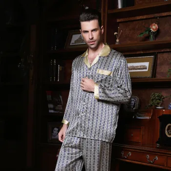 Wholesales Pure Silk Satin Sleepwear Sale Long-Sleeve Men Pyjamas Pajama Sets Pants 100% Natural Silk Pajamas Set YF2631
Wholesales Pure Silk Satin Sleepwear Sale Long-Sleeve Men Pyjamas Pajama Sets Pants 100% Natural Silk Pajamas Set YF2631