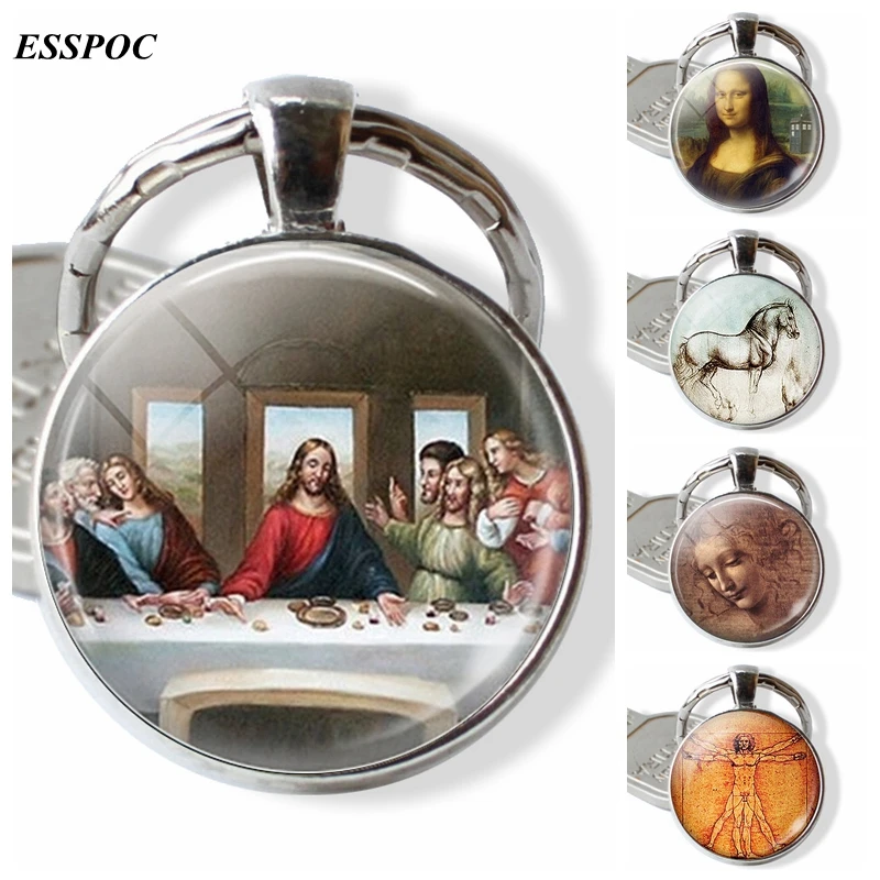 Da Vinci Painting Keychain The Last Super, Mona Lisa Glass Cabochon Key Chain Christmas Gift Art Accessories for Men Women
Da Vinci Painting Keychain The Last Super, Mona Lisa Glass Cabochon Key Chain Christmas Gift Art Accessories for Men Women