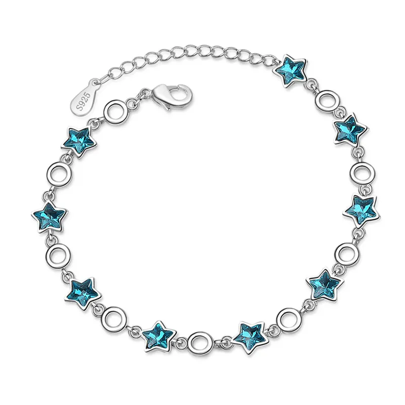 LUKENI Fashion Women 925 Sterling Silver Earrings Jewelry Girl Exquisite Crystal Star Blue Bracelets Lady Birthday Accessories
LUKENI Fashion Women 925 Sterling Silver Earrings Jewelry Girl Exquisite Crystal Star Blue Bracelets Lady Birthday Accessories