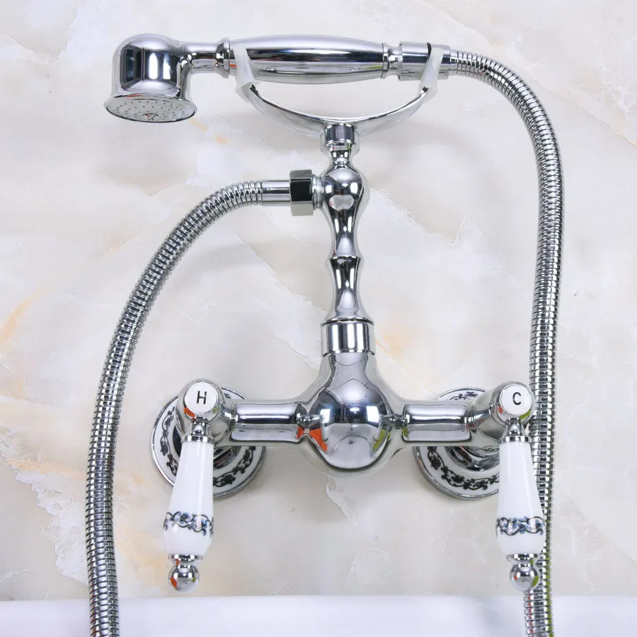 Modern Wall Mount Polished Chrome Brass Bathroom Clawfoot Hand Shower Faucet Mixer Tap Set Telephone Shape Hand Spray ana209
Modern Wall Mount Polished Chrome Brass Bathroom Clawfoot Hand Shower Faucet Mixer Tap Set Telephone Shape Hand Spray ana209