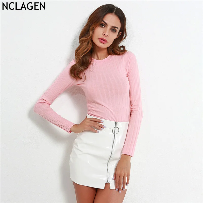 NCLAGEN 2018 New Women Long Sleeve Spring Autumn T-shirt Pure Cotton Ribbed Bustier Knitting Crop Top Sexy Slim Fit T Shirt
NCLAGEN 2018 New Women Long Sleeve Spring Autumn T-shirt Pure Cotton Ribbed Bustier Knitting Crop Top Sexy Slim Fit T Shirt
