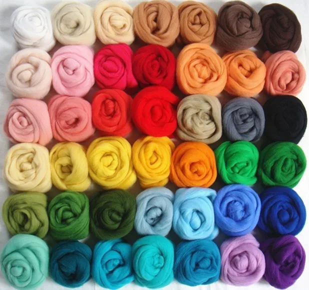 42Colors 7bag/lot Merino Wool Fibre Roving For Needle Felting Hand Spinning DIY Fun Doll Needlework Raw Wool Felt poke 10g/bag
42Colors 7bag/lot Merino Wool Fibre Roving For Needle Felting Hand Spinning DIY Fun Doll Needlework Raw Wool Felt poke 10g/bag