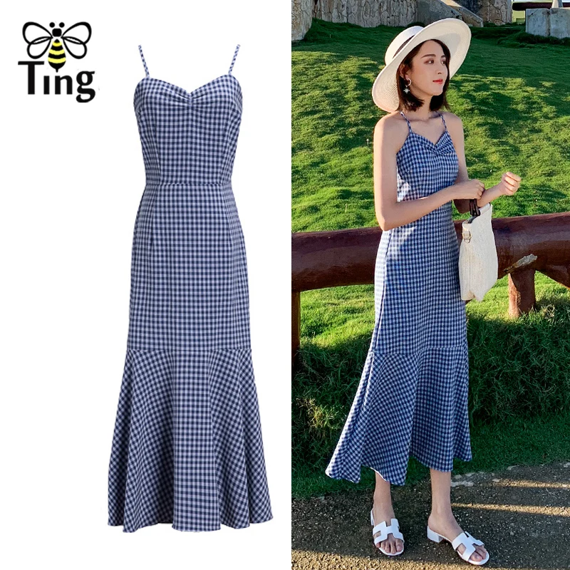 Tingfly Fashion Bohemian Sleeveless Plaid Long Dress Women Backless Lace Up Strap Mermaid Maxi Dress Summer Beach Vestidos New
Tingfly Fashion Bohemian Sleeveless Plaid Long Dress Women Backless Lace Up Strap Mermaid Maxi Dress Summer Beach Vestidos New