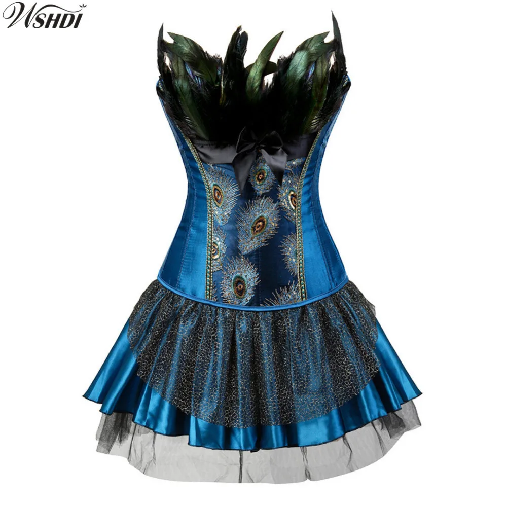 Women Sexy Burlesque Overbust Corset Sexy Embroidery Peacock Princess Corsets Dress Bustier Top With Mini TuTu Skirt
Women Sexy Burlesque Overbust Corset Sexy Embroidery Peacock Princess Corsets Dress Bustier Top With Mini TuTu Skirt