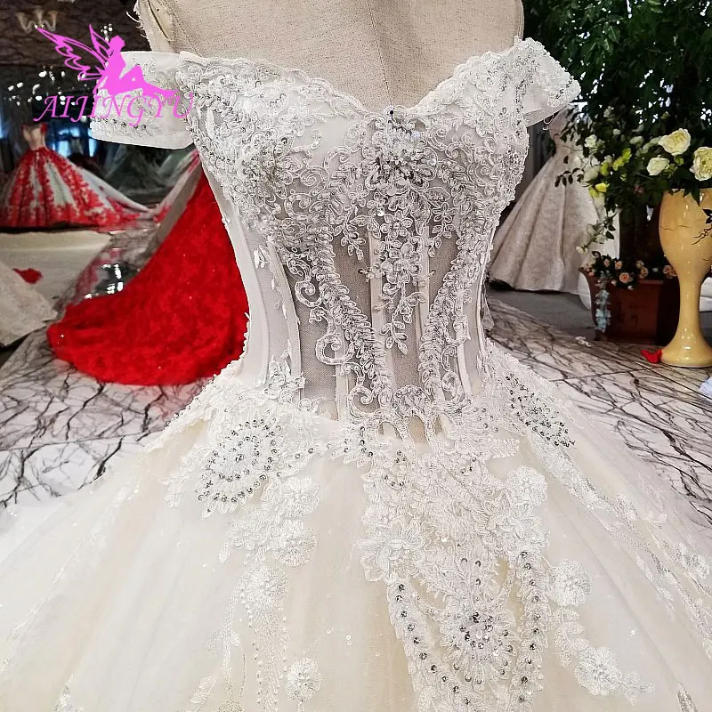 AIJINGYU свадебное платье реальные образцы цвета слоновой кости Гуанчжоу свадебные