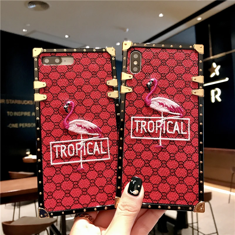 Cute Embroidery Phone Case For iPhone 6 6s Plus X XS Max XR Luxury Flamingo Back Cover For iPhone 7 8 Plus Square Mobile Shell
Cute Embroidery Phone Case For iPhone 6 6s Plus X XS Max XR Luxury Flamingo Back Cover For iPhone 7 8 Plus Square Mobile Shell