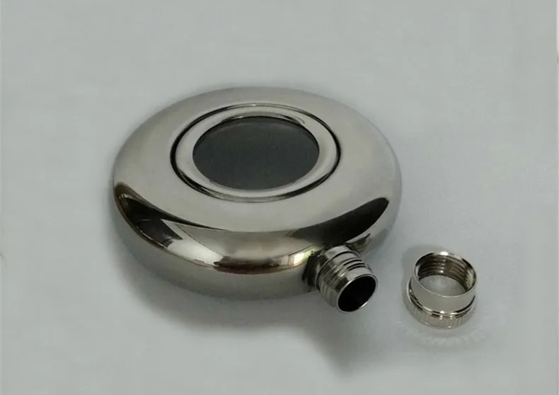 Description Picture 4 of item5oz Stainless Steel Hip Flask Pocket Flagon Whiskey Vodka Bottle Single-sided Round Glass Russia Portable Fashion Flagon