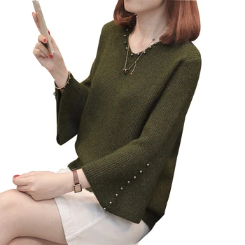 RLYAEIZ High Quality Thin V-neck 2018 Spring Autumn Knitted Sweater Women Flare Sleeve Loose Pullover Female Soft Casual jumper
RLYAEIZ High Quality Thin V-neck 2018 Spring Autumn Knitted Sweater Women Flare Sleeve Loose Pullover Female Soft Casual jumper