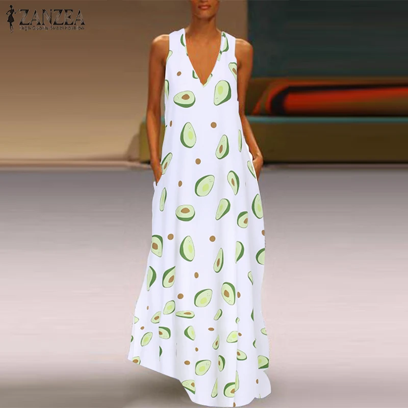 Women Summer Sundress 2019 ZANZEA Ladies Long Maxi Vestidos Sexy Deep V Neck Dresses Avocado Printed Bohemian Beach Party Robe
Women Summer Sundress 2019 ZANZEA Ladies Long Maxi Vestidos Sexy Deep V Neck Dresses Avocado Printed Bohemian Beach Party Robe