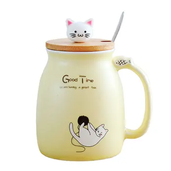 New Cartoon Coloured Glaze Lovely Kitty Ceramics Cup With Cover Spoon Cute Japanese Mugs Enamel Breakfast Milk Office Coffee Tea
New Cartoon Coloured Glaze Lovely Kitty Ceramics Cup With Cover Spoon Cute Japanese Mugs Enamel Breakfast Milk Office Coffee Tea
