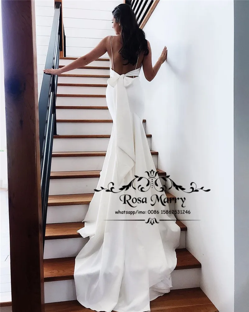 Sexy Backless Plus Size Mermaid Wedding Dresses 2020 Spaghetti Straps White Satin Knot Bow Country Beach Vestido De Novia
Sexy Backless Plus Size Mermaid Wedding Dresses 2020 Spaghetti Straps White Satin Knot Bow Country Beach Vestido De Novia