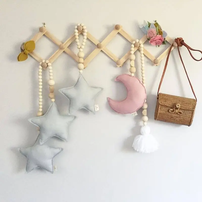 Baby Nursery Room Decoration INS Nordic Style Stars Heart Pompo Pendant Wooden Beads Strings Toys Kids Crib Tent Decor Ornaments
Baby Nursery Room Decoration INS Nordic Style Stars Heart Pompo Pendant Wooden Beads Strings Toys Kids Crib Tent Decor Ornaments
