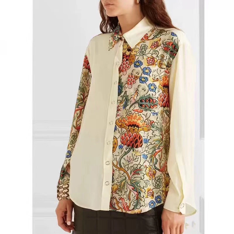 Designer High Quality 100% Silk Blouse for Women Long Sleeve Elegant Lady Summer Casual Shirts 2019
Designer High Quality 100% Silk Blouse for Women Long Sleeve Elegant Lady Summer Casual Shirts 2019