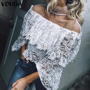 VONDA 2020 Ruffles Long Sleeve Blusas Tops for Women Summer Lace Blouse Shirt Female Crochet Off Shoulder Shirt Casual Plus Size
VONDA 2020 Ruffles Long Sleeve Blusas Tops for Women Summer Lace Blouse Shirt Female Crochet Off Shoulder Shirt Casual Plus Size
