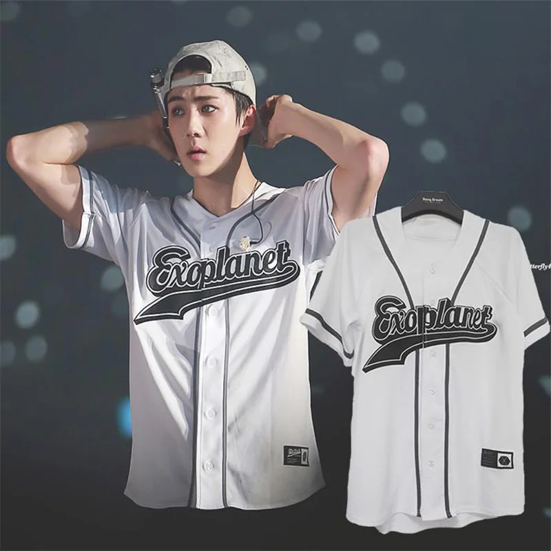 

Kpop EXO PLANET 3 EXO rDIUM In Seoul Concert Same Baseball T-shirt Chanyeol Tshirt Baekhyun Tee Chen Tops