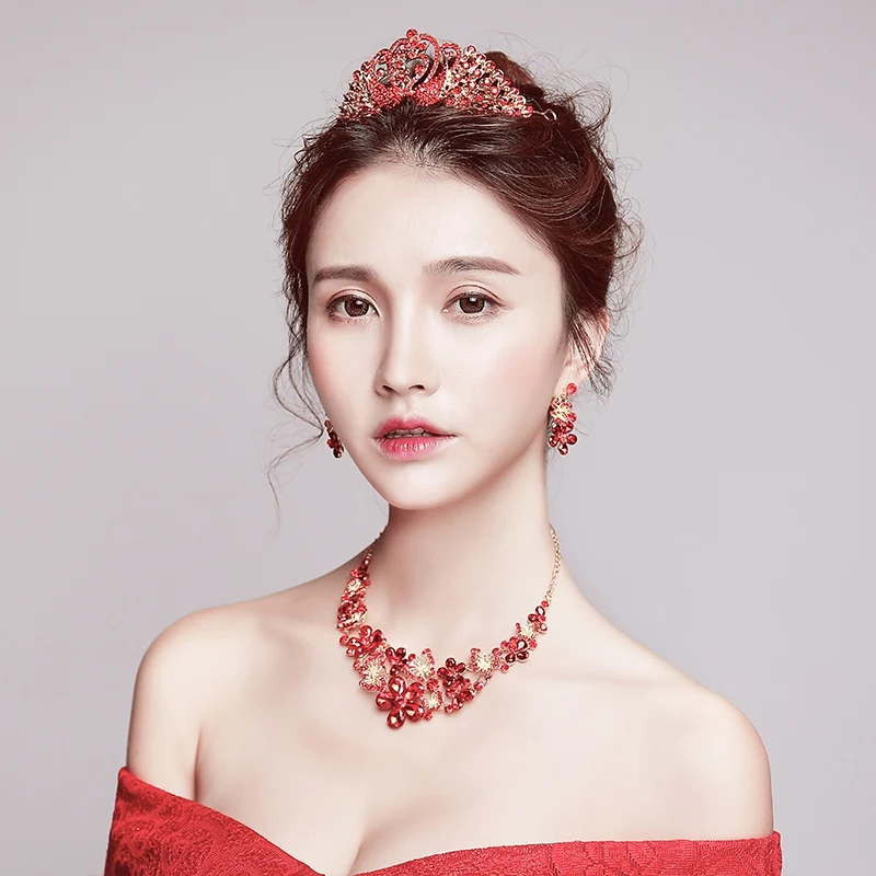 Red Rhinestone Jewelry Set for Wedding Bridal Beaded Tiara Headband Hair Accessories Women Fashion Necklace Pendant Earrings New
Red Rhinestone Jewelry Set for Wedding Bridal Beaded Tiara Headband Hair Accessories Women Fashion Necklace Pendant Earrings New