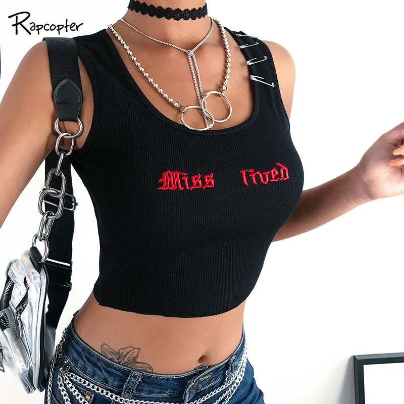 Rapcopter Women Letter Hole Pin Black Streetwear Crop Tops Female Short Summer Skinny Casual Tank Top Fashion Popular Soild Top
Rapcopter Women Letter Hole Pin Black Streetwear Crop Tops Female Short Summer Skinny Casual Tank Top Fashion Popular Soild Top