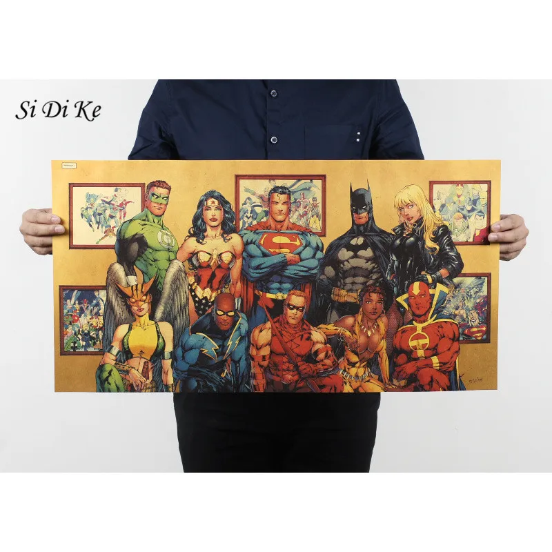 

Si Di Ke Vintage Poster Marvel Superhero Superman Batman Flash Movie Posters Kraft Paper Wall Art Painting Retro Poster