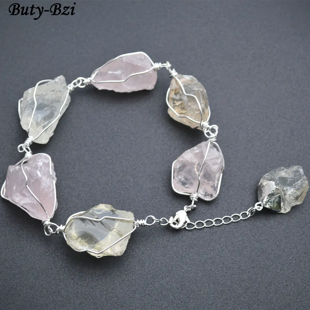 Big size Natural Rough Raw Quartz Stone Nugget Beads Wire Wrapped Bracelet Fashion Jewelry
Big size Natural Rough Raw Quartz Stone Nugget Beads Wire Wrapped Bracelet Fashion Jewelry