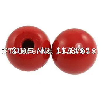 2 Pcs Red Plastic Thread Mounted 35mm Dia Ball Lever Knobs